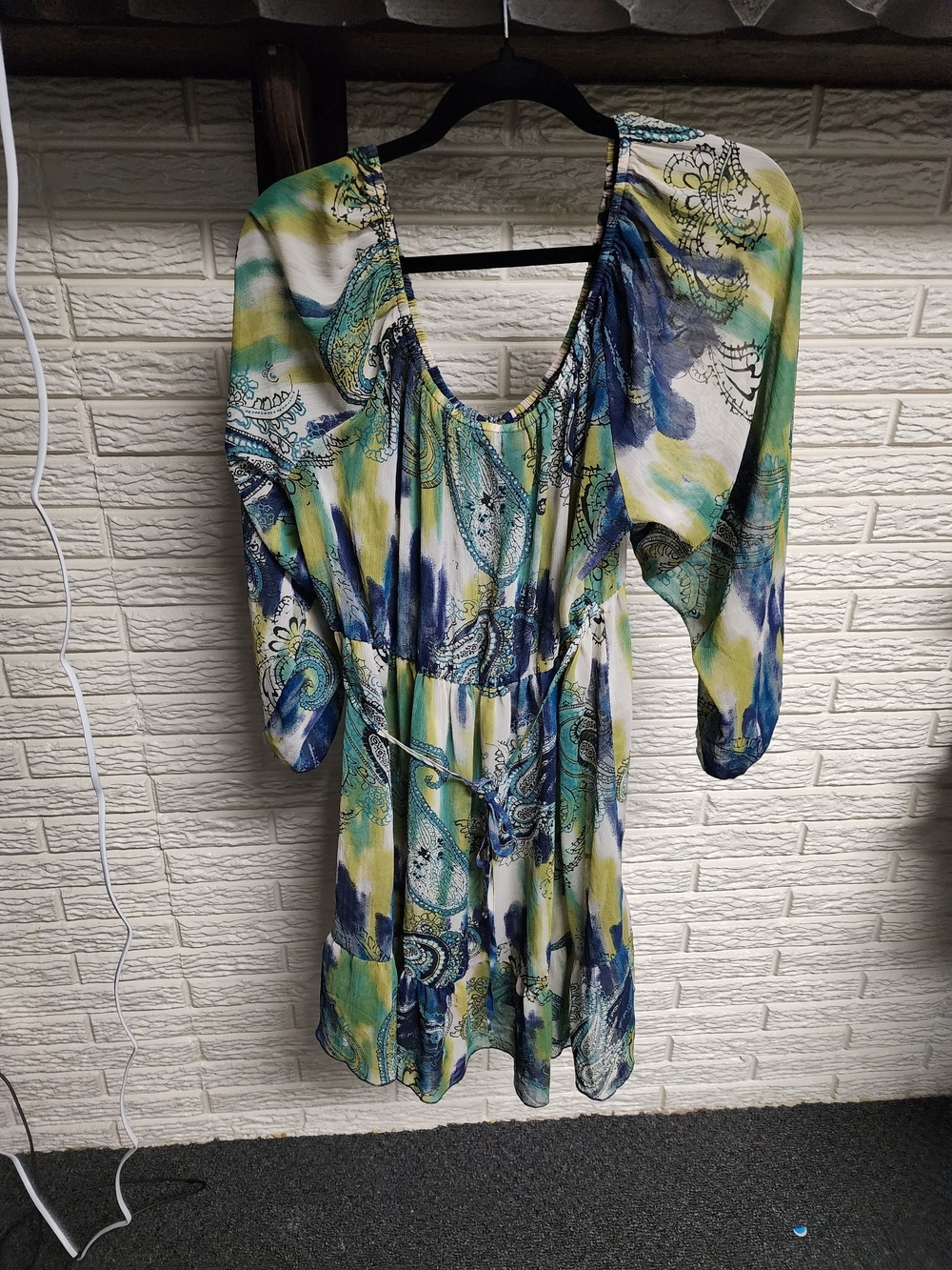 Pure Energy Blue Green Paisley Scoop-Neck Tunic Size 4x